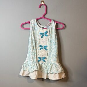 Kidgets white and Blue Patterned Dress